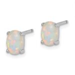Sterling Silver Rhod-plate Oval Created Opal Pendant/Earrings Set - Image 2