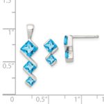 Sterling Silver Polished Blue Topaz Pendant and Post Earrings Set - Image 4