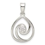 Sterling Silver CZ in Teardrop Pendant and Earrings Set - Image 4
