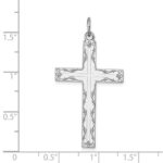 Sterling Silver Rhodium-plated Laser Designed Cross Pendant - Image 3