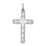 Sterling Silver Rhodium-plated Laser Designed Cross Pendant