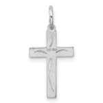 Sterling Silver Rhodium-plated Laser Designed Cross Charm - Image 3