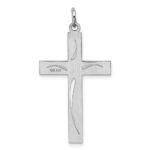 Sterling Silver Rhodium-plated Laser Designed Cross Pendant - Image 3