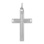 Sterling Silver Rhodium-plated Laser Designed Cross Pendant