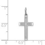 Sterling Silver Rhodium-plated Laser Designed Cross Charm - Image 4