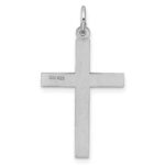 Sterling Silver Rhodium-plated Laser Designed Cross Pendant - Image 3