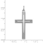 Sterling Silver Rhodium-plated Laser Designed Cross Pendant - Image 4