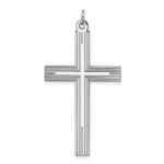 Sterling Silver Rhodium-plated Laser Designed Cross Pendant