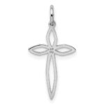 Sterling Silver Rhodium-plated Laser Designed Cross Pendant - Image 3