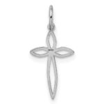 Sterling Silver Rhodium-plated Laser Designed Cross Charm - Image 3