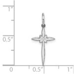 Sterling Silver Rhodium-plated Laser Designed Cross Charm - Image 4