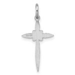 Sterling Silver Rhodium-plated Laser Designed Cross Pendant - Image 3