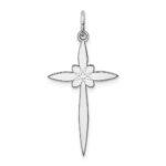 Sterling Silver Rhodium-plated Laser Designed Cross Pendant