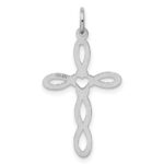 Sterling Silver Rhodium-plated Laser Designed Cross Pendant - Image 3