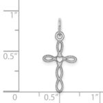 Sterling Silver Rhodium-plated Laser Designed Cross Charm - Image 4