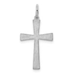 Sterling Silver Rhodium-plated Laser Designed Cross Pendant - Image 4