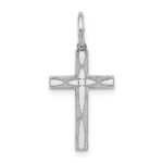 Sterling Silver Rhodium-plated Laser Designed Cross Charm