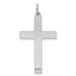 Sterling Silver Rhodium-plated Laser Designed Cross Pendant - Image 4