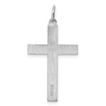 Sterling Silver Rhodium-plated Laser Designed Cross Pendant - Image 4