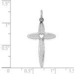 Sterling Silver Rhodium-plated Laser Designed Cross Pendant - Image 3