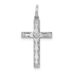 Sterling Silver Rhodium-plated Laser Designed Cross Pendant