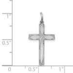 Sterling Silver Rhodium-plated Laser Designed Cross Pendant - Image 3