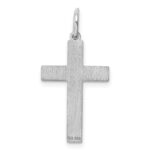 Sterling Silver Rhodium-plated Laser Designed Cross Pendant - Image 4