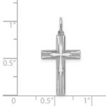 Sterling Silver Rhodium-plated Laser Designed Cross Pendant - Image 3