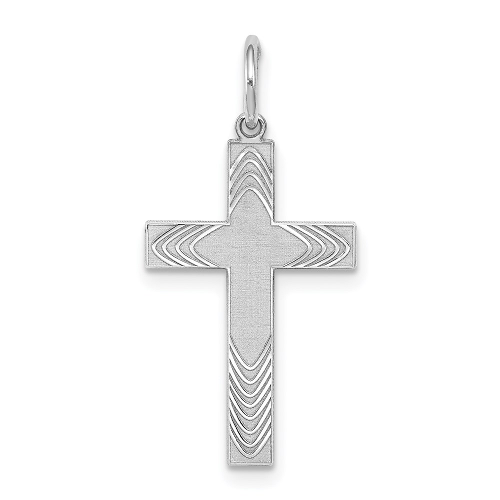 QXR213.jpg Sterling Silver Rhodium-plated Laser Designed Cross Pendant - Image 1