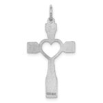 Sterling Silver Rhodium-plated Laser Designed Cross Pendant - Image 4