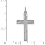 Sterling Silver Rhodium-plated Laser Designed Cross Pendant - Image 3