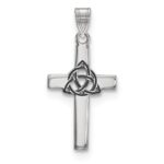 Sterling Silver Rhodium-plated Black Enameled Trilogy Cross Charm