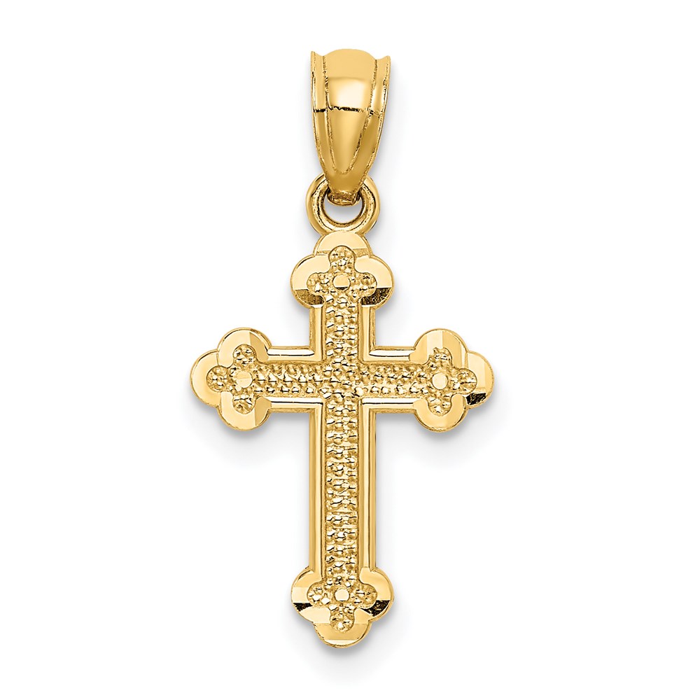 REL121.jpg 14k Small Budded Cross Charm - Image 1