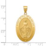 14k Polished and Satin Solid Miraculous Medal Oval Pendant - Image 3