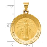 14k Polished and Satin Hollow Miraculous Medal Round Pendant - Image 4