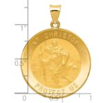 14k Polished and Satin Hollow Saint Christopher Medal Round Pendant - Image 4
