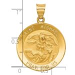 14k Polished and Satin Hollow St. Michael Medal Round Pendant - Image 3