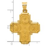 14k Polished and Satin Hollow Four-Way Religious Medal Pendant - Image 3