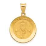 14k Polished and Satin Hollow HOLY COMMUNION Medal Round Pendant