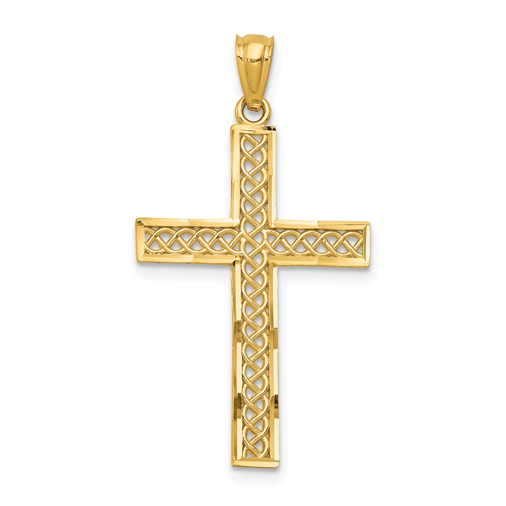 REL71.jpg 14k Diamond-cut Filigree Cross Pendant - Image 1