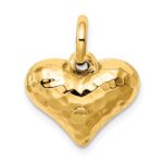 14K Polished and Hammered 3-D Puffed Heart Pendant - Image 4
