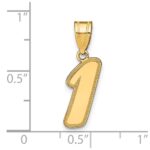 14k Brushed Border Script  Number 1 Pendant - Image 3