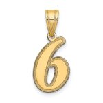 14k Brushed Border Script Number 6 Pendant