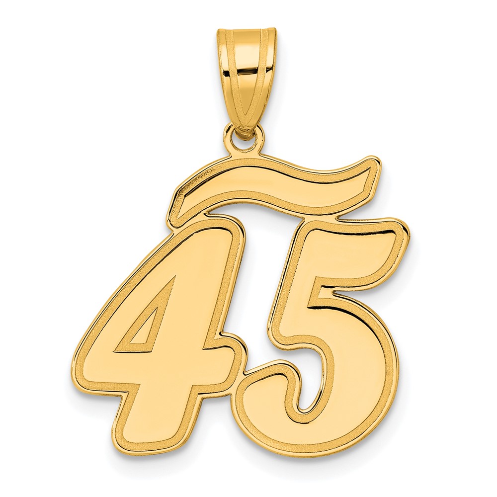 SCN45.jpg 14k Brushed Border Script Number 45 Pendant - Image 1