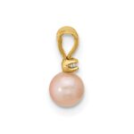 14k Madi K 4-5mm Pink Near-Round Freshwater Cultured Pearl and CZ Pendant - Image 2