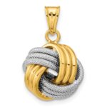 14k Two-Tone Polished Textured Love Knot Pendant - Image 4