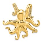 14K Polished and Textured Large Octopus Omega Slide
