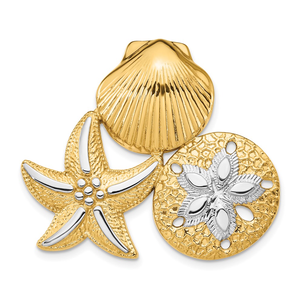 SL632.jpg 14k and White Rhodium Scallop, Starfish and Sand Dollar Omega Slide - Image 1