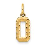 14k Small Brushed Diamond-cut Number 0 Charm