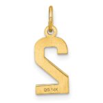 14k Small Brushed Diamond-cut Number 2 Charm - Image 3